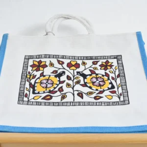 Birsa Craft Big Jute Bag with Sohrai painting on Shopping Bag